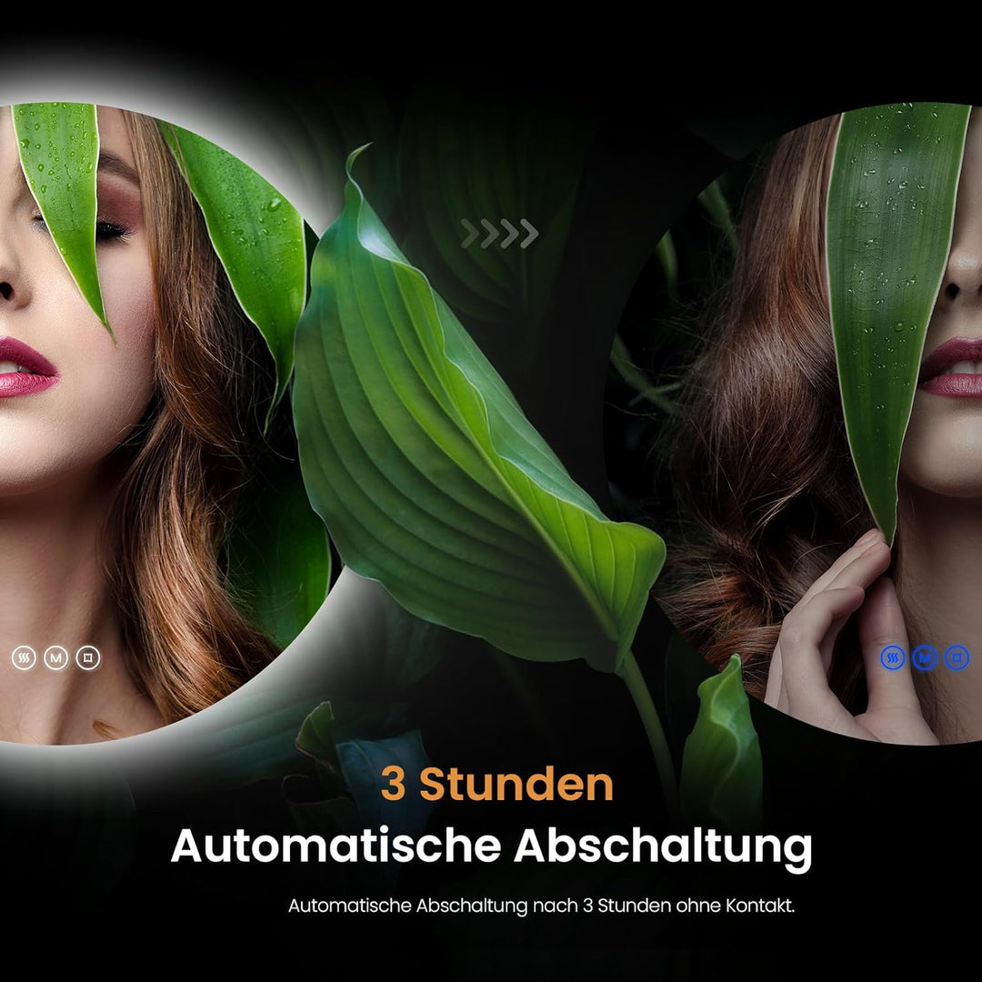 EMKE Badspiegel mit Beleuchtung rund 60cm Durchmesser Badezimmerspiegel mit 3 Lichtfarbe dimmbar, An