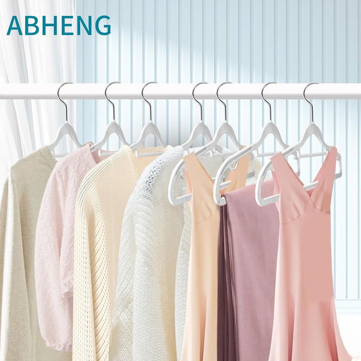ABHENG 20 Stück Kleiderbügel, Rutschfester Kunststoffbügel, Platzsparender Bügel, 360° Drehbarer Hak