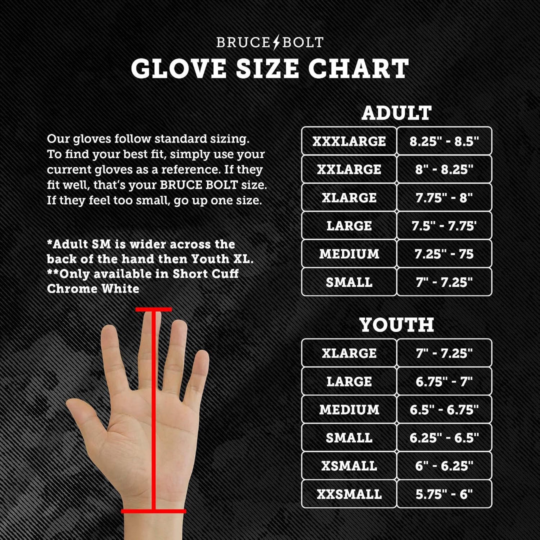 Bruce Bolt Chrome Series Long Cuff Batting Glove Marineblau YTH Small, Marineblau YTH Small