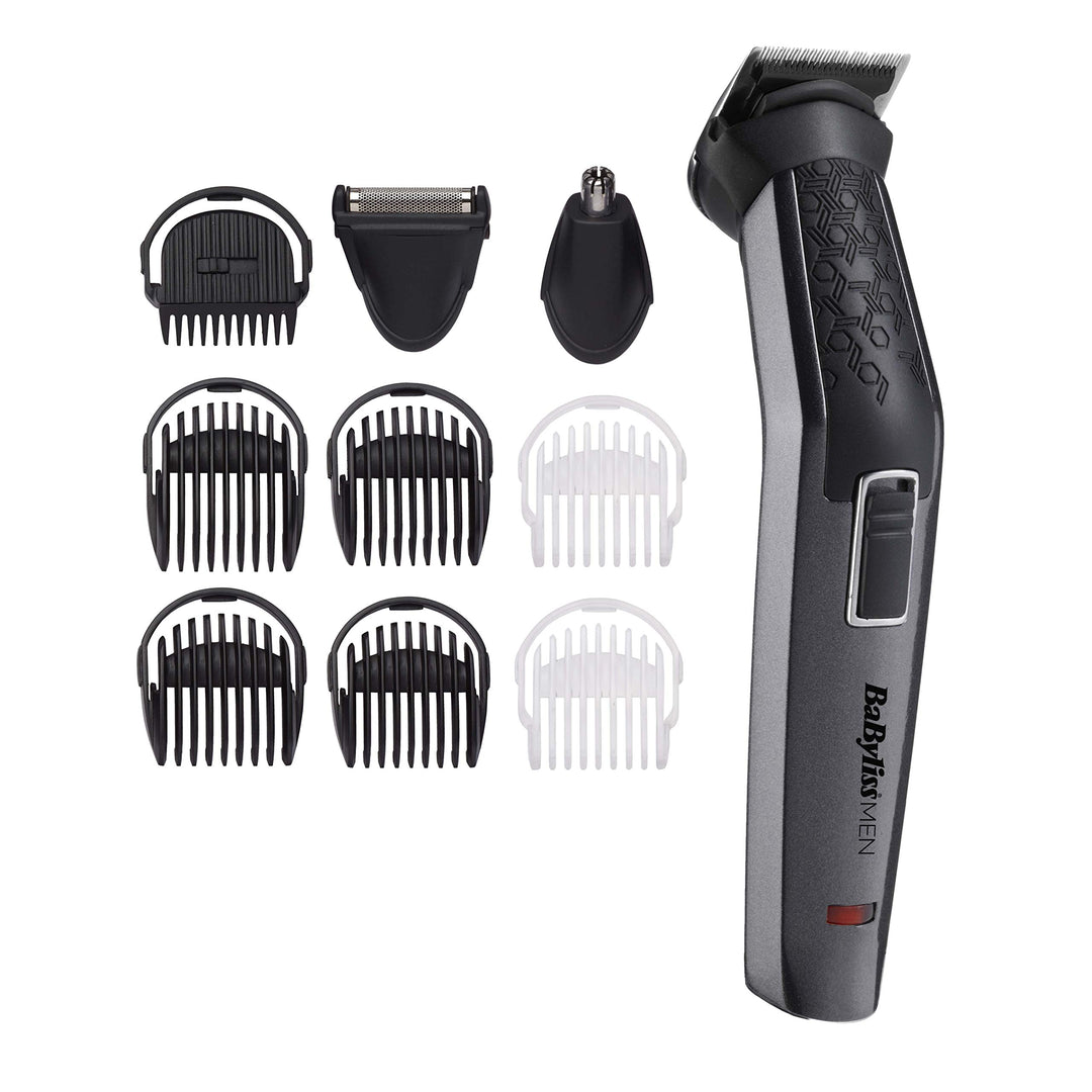 BaByliss 10-in-1 Carbon Titanium Multi-Grooming Trimmer Kit abwaschbar für Körper, Bart und Nasenhaa