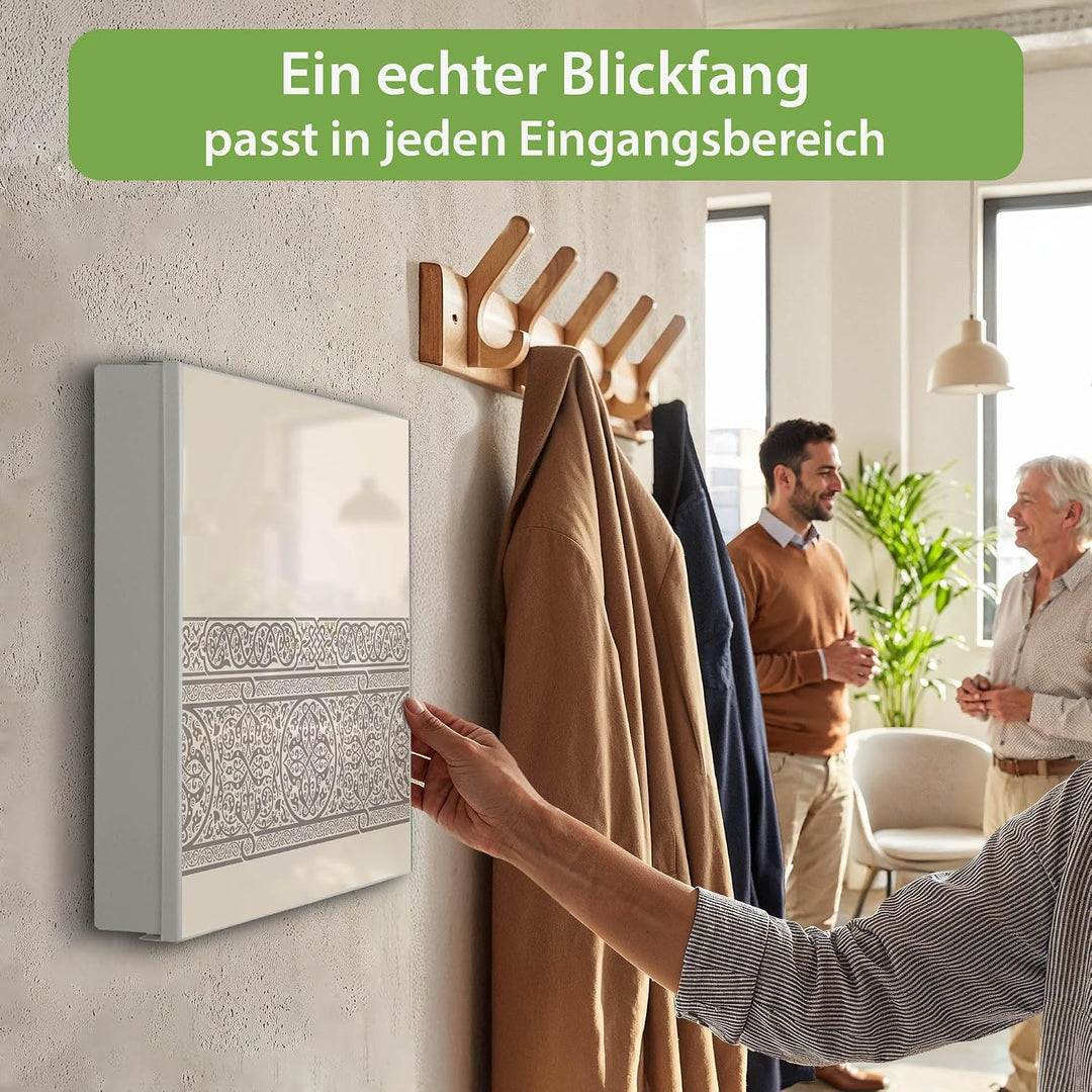 banjado Grosser Schlüsselkasten Metall - Schlüsselbox 30x30cm beschreibbarer mit 32 Haken - Schlüsse