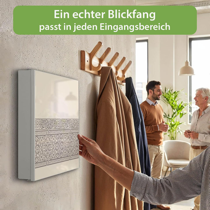 banjado Grosser Schlüsselkasten Metall - Schlüsselbox 30x30cm beschreibbarer mit 32 Haken - Schlüsse