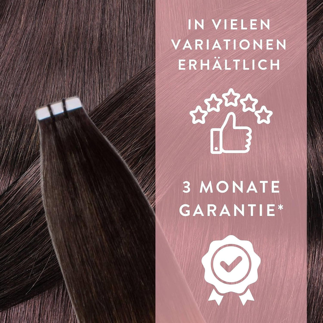 hair2heart Invisible Tape Extensions Echthaar Premium - 10 Tapes 50cm 6/3 dunkelblond gold