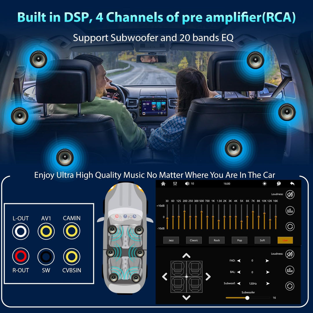 Autoradio 1Din mit 10.4 Zoll drehbar Bildschirm, Kompatibel mit [Wireless] Apple CarPlay/Android Aut