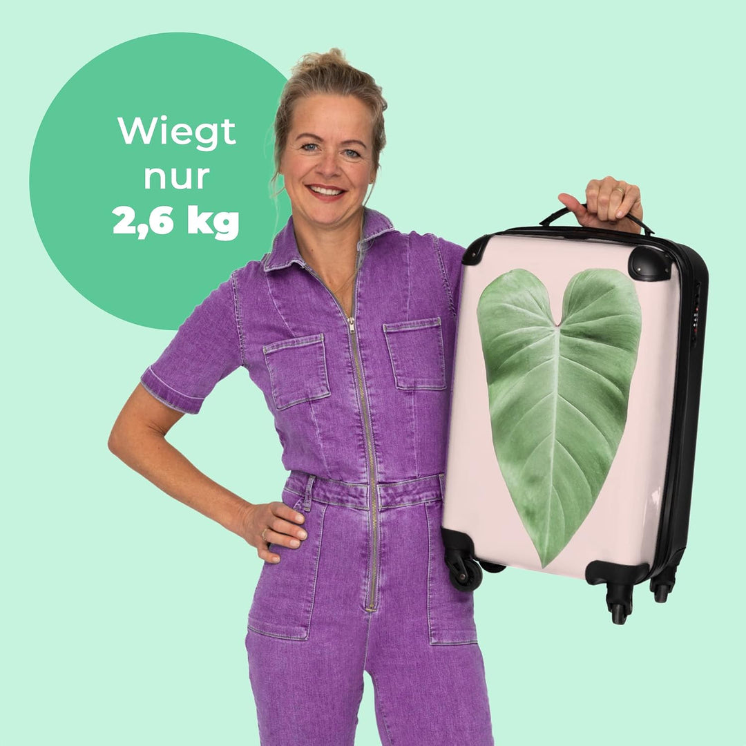 NoBoringSuitcases.com® Koffer Handgepäck Trolley Rollkoffer Kleine Reisekoffer mit 4 Rollen - Blatt