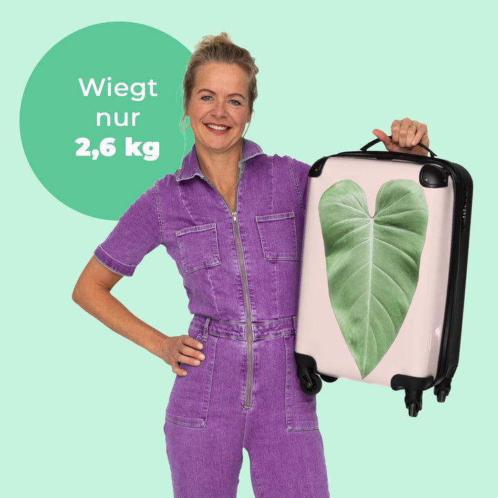 NoBoringSuitcases.com® Koffer Handgepäck Trolley Rollkoffer Kleine Reisekoffer mit 4 Rollen - Blatt