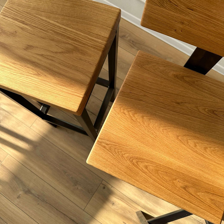 Original-BestLoft® Barhocker New York Handmade Industriedesign Loft Stahl Holz Eiche massiv (Hell Na