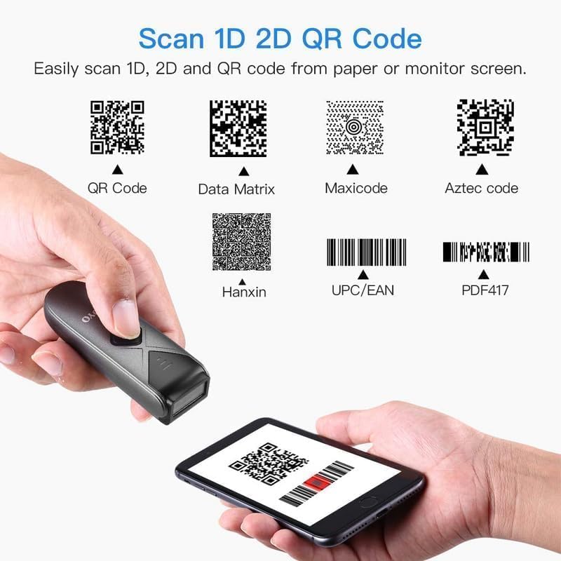 2er-Pack Eyoyo Mini-Bluetooth-Barcode-Scanner für Bibliotheken, kabelloser 2D-Scanner, kompatibel mi