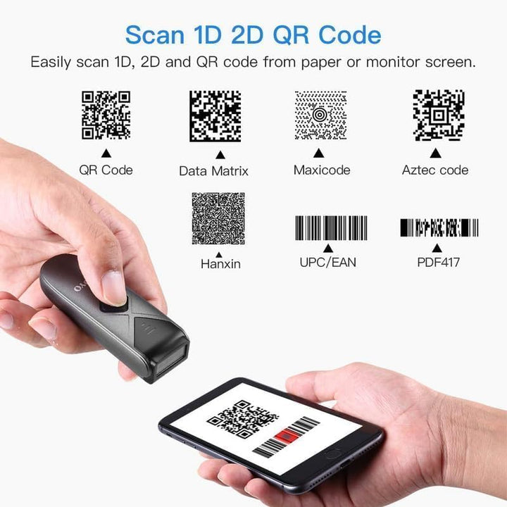 2er-Pack Eyoyo Mini-Bluetooth-Barcode-Scanner für Bibliotheken, kabelloser 2D-Scanner, kompatibel mi