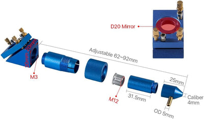 Cloudray CO2 Laser Head Set CO2 Laserkopf Set D12 mm FL 50,8 mm Für CO2 Laser Cutter DIY Whole Set(D