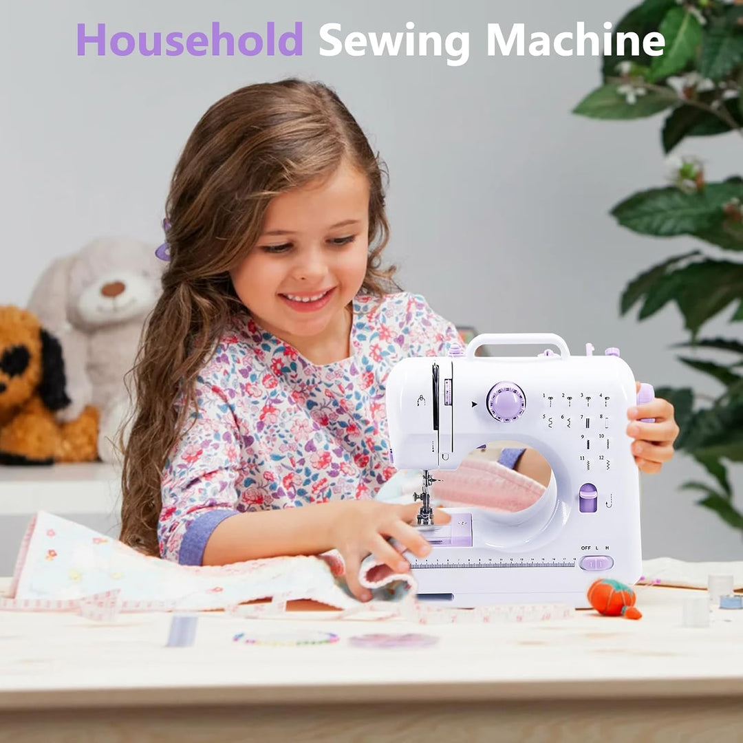 Nähmaschine für Kinder und Anfänger, Mini Sewing Machine, 12 Stichprogrammen Tragbare Elektrische Nä