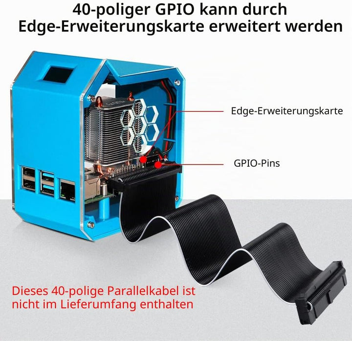 GeeekPi Raspberry Pi Mini Tower Kit,Raspberry Pi 4 Gehäuse mit Ice Tower Kühler, 0.96" OLED Display,