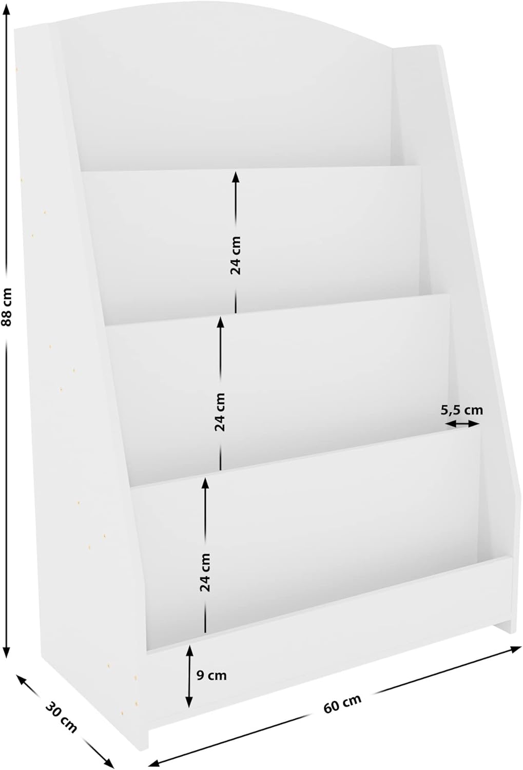 CLP Bücherregal Melfa I Zeitschriftenständer Mit 4 Fächern I Regal Für Kinderbücher I Organizer Weis