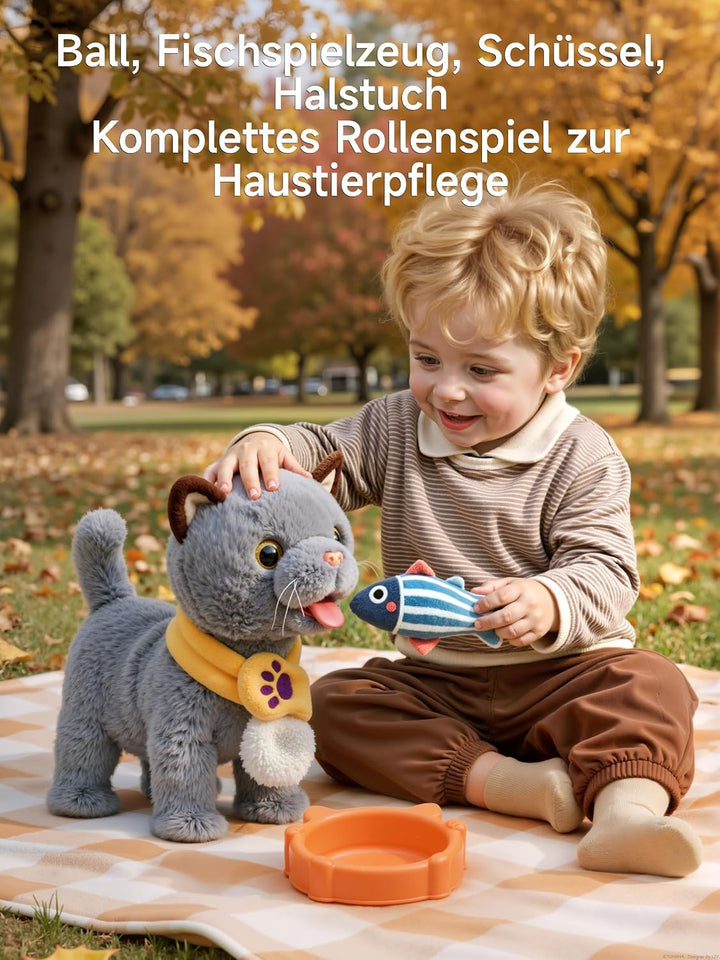 TUMAMA KIDS Interaktives Katze Spielzeug für Kinder Mit 6 Musik, Kuscheltier Kittens Mit Fernbedienu