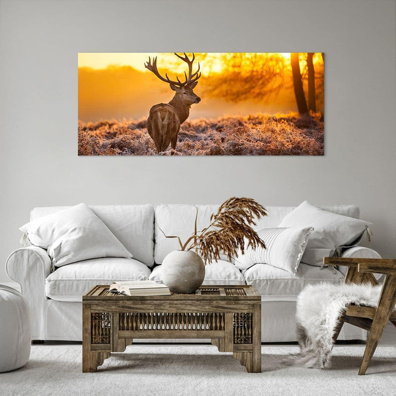 Wandbilder Dekoration Wohnzimmer Herbst landschaft natur blatt Panorama Bilder auf Leinwand 120x50cm