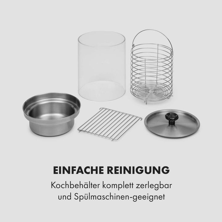 Klarstein Pro Wurstfabrik 450 Profi Hot Dog Maker, 450 Watt, 30-100 °C, Glaszylinder: Ø 20 cm, unter