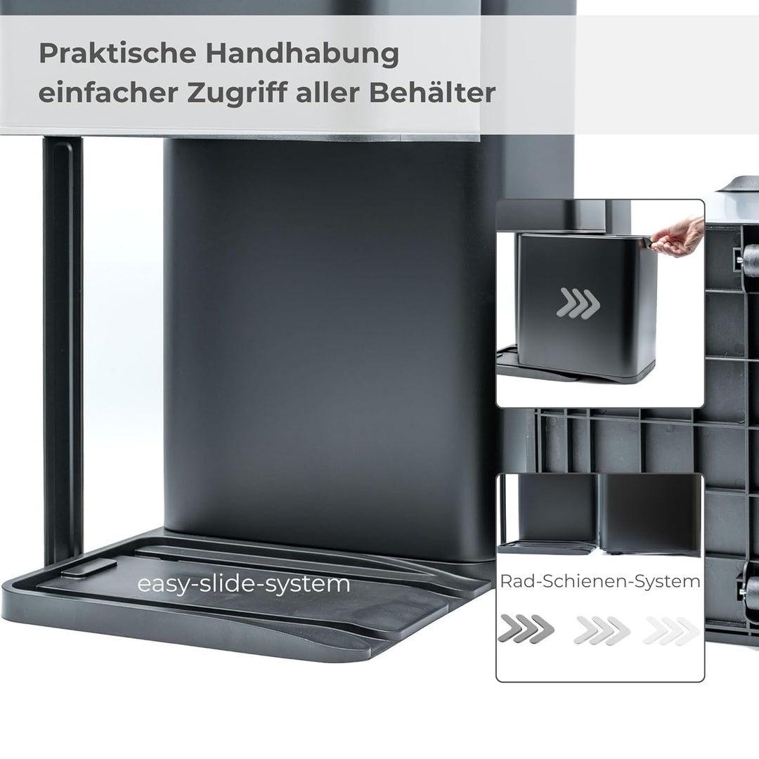 osoltus Mülleimer Abfallsammler Softclose Edelstahl hoch (60 L (30 + 17 + 13 L) schwarz) 60 L (30 +