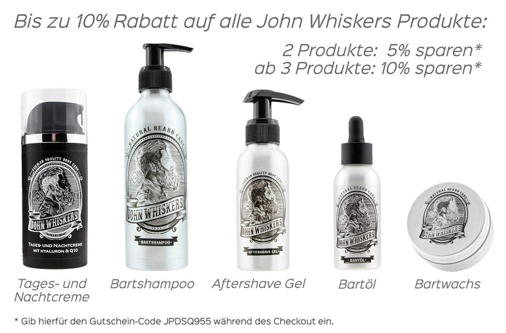 John Whiskers Bartöl Made in Germany - 50ml - beste Qualitätsöle für einen weichen und gesunden Bart