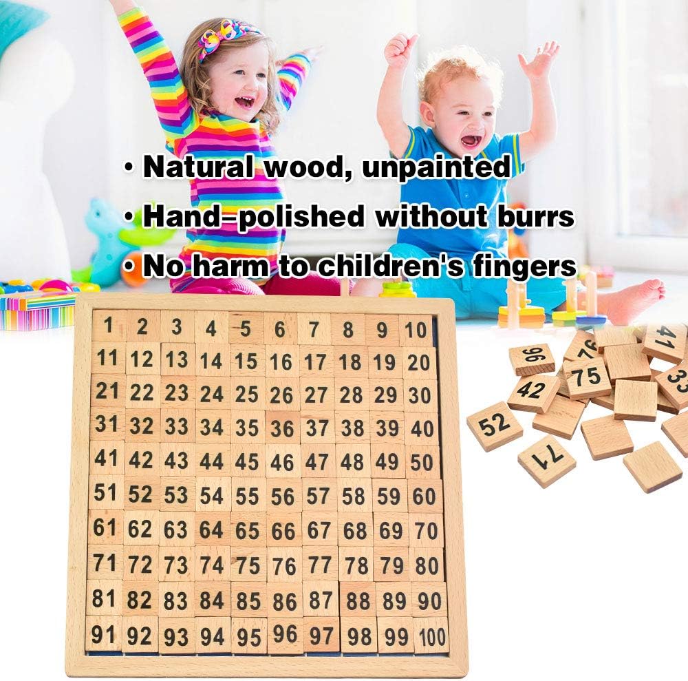 Montessori Mathematik Puzzle Holz Digital Board 1-100 Kontinuierliche Zahlen Kinder Kind Mathe Unter