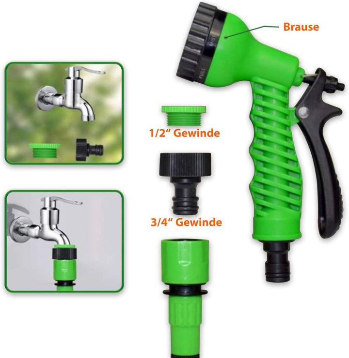 Gartenschlauch Flexibel Wasserschlauch 7,5m 25ft 15m 50ft 22,5m 75ft 30m 100ft 37,5m 125ft 45m 150ft