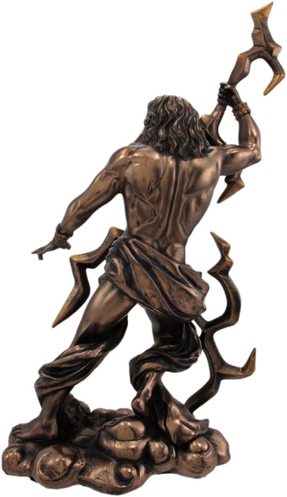 King Zeus Grecian God Throwing Lightning Resin Statue Figurine