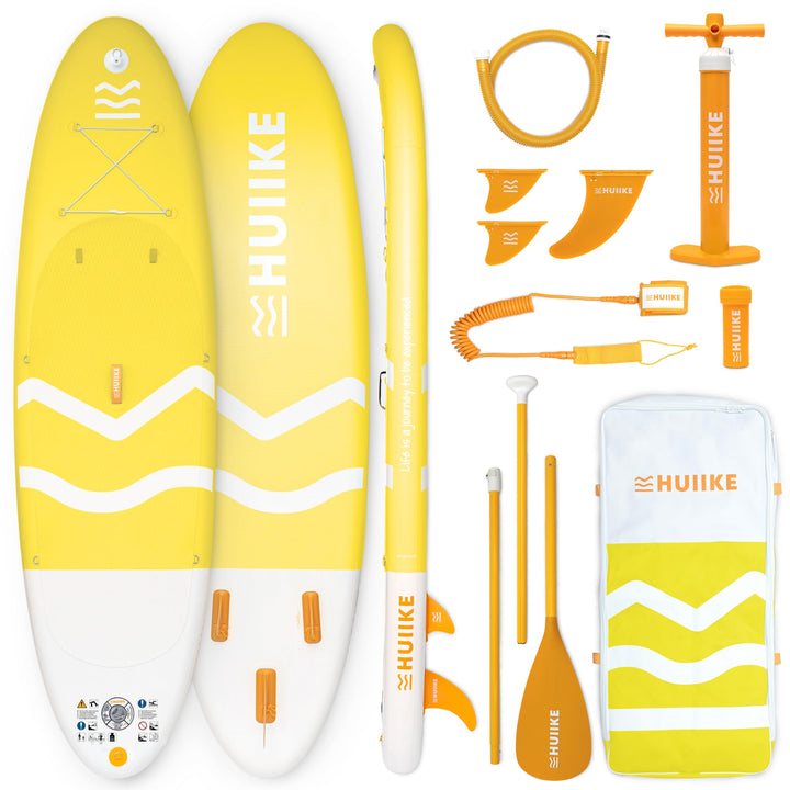 HUIIKE Stand Up Paddling Board mit Zubehör, Paddel, Finnen, Leash, Pumpe, Rucksack. SUP-Board Aufbla