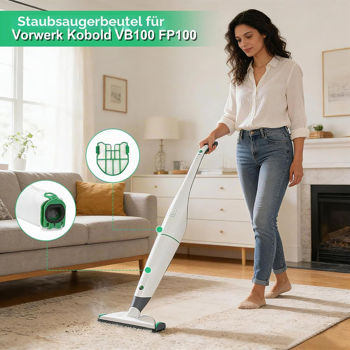 14 Stück Staubsaugerbeutel, Staubbeutel für Vorwerk Kobold VB100 FP 100 Premium Filtertüten mit 4 Mo