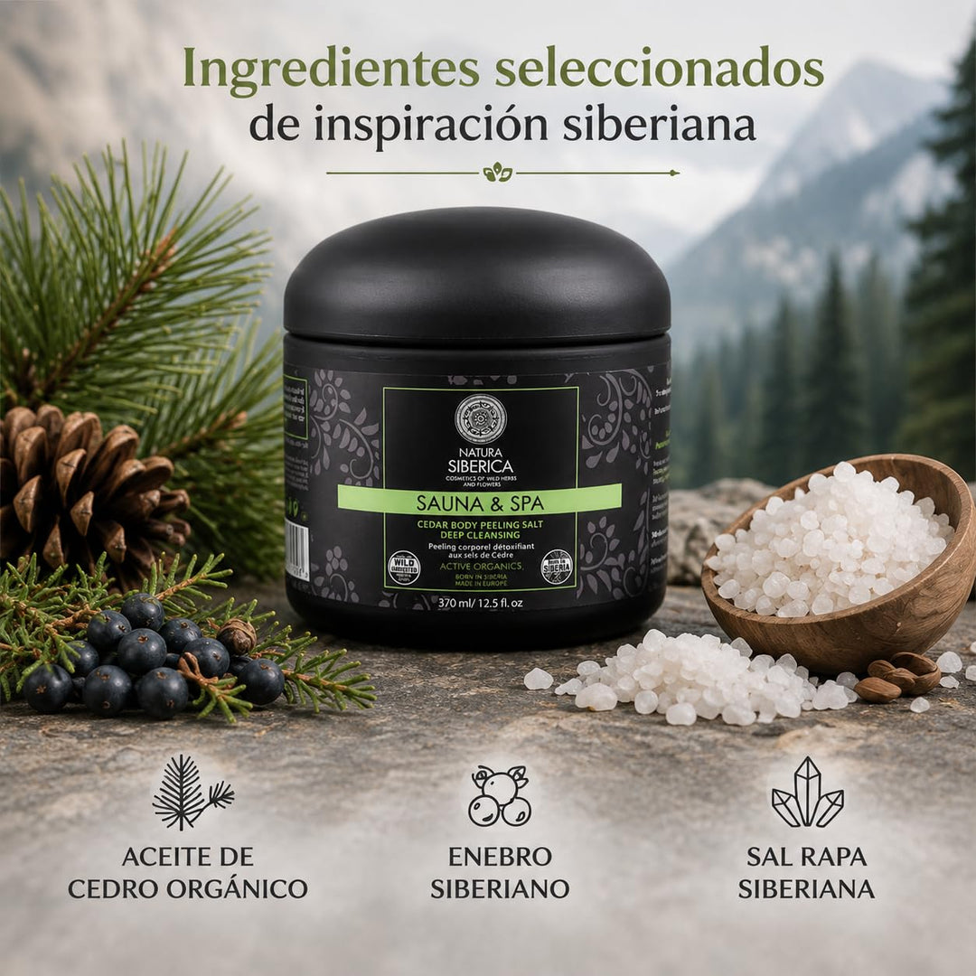 Natura Siberica Detox-Körper-Salzpeeling mit Zedernextrakt, 1er Pack (1 x 370 ml)