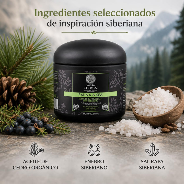 Natura Siberica Detox-Körper-Salzpeeling mit Zedernextrakt, 1er Pack (1 x 370 ml)