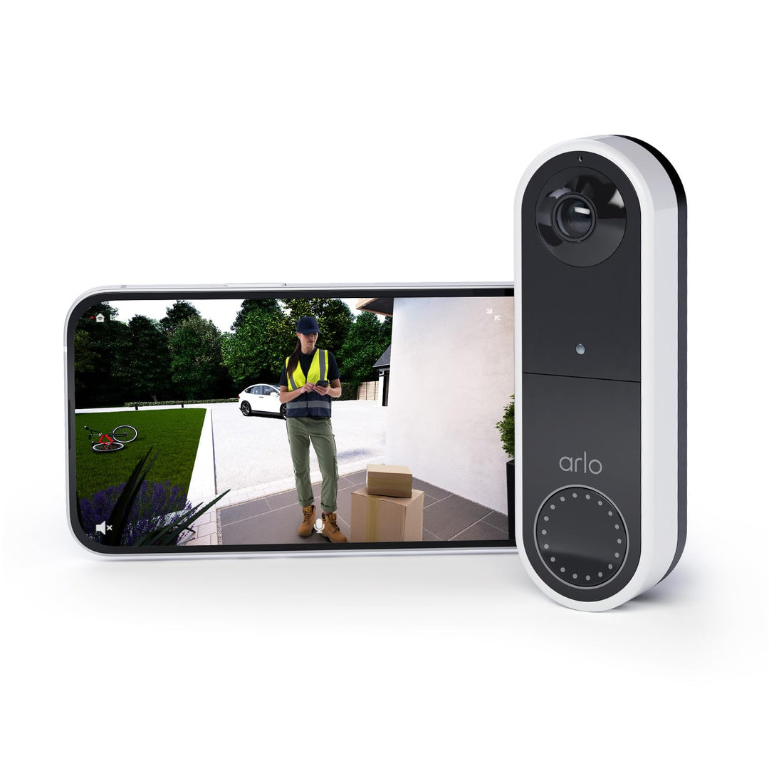 Kabellose Arlo Essential Video Türklingel, 1080p, 25% grösseres Sichtfeld, WLAN, Bewegungsmelder, 2-