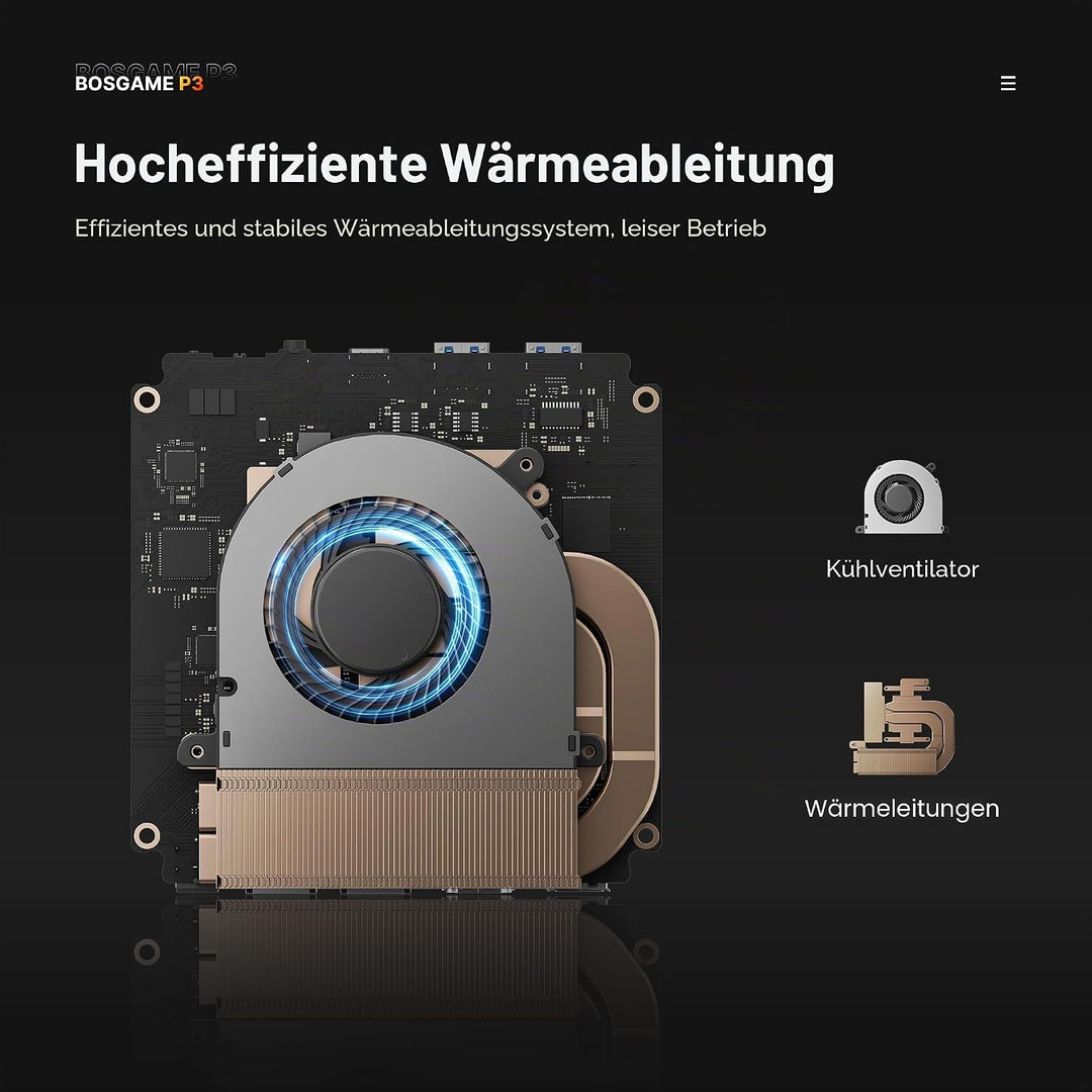 BOSGAME P3 Lite Büro-Gaming-Mini PC, Ryzen 7 6800H (bis 4,7 GHz), 32GB DDR5 RAM, 1TB PCIe 4.0 SSD Sm