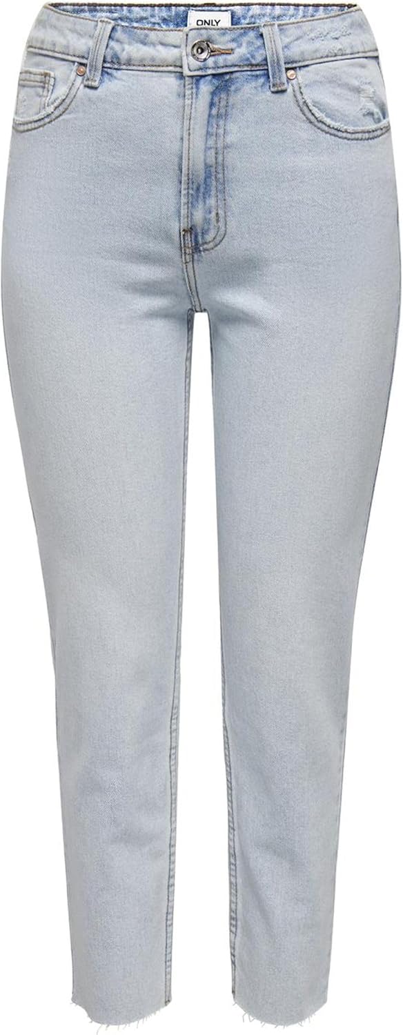 ONLEMILY HW STR RAW CR AK MAS440 NOOS 26W / 30L Light Blue Denim, 26W / 30L Light Blue Denim