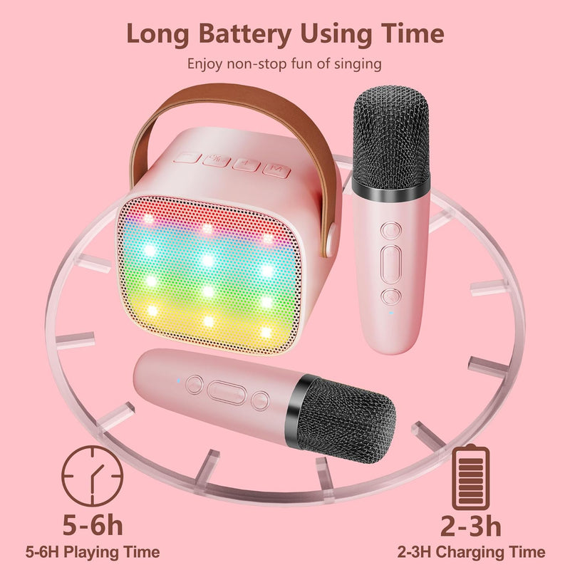 BONAOK Mikrofon Karaoke 2, Bluetooth Karaokemaschinen für Kinder Erwachsene, Tragbarer Karaoke-Playe