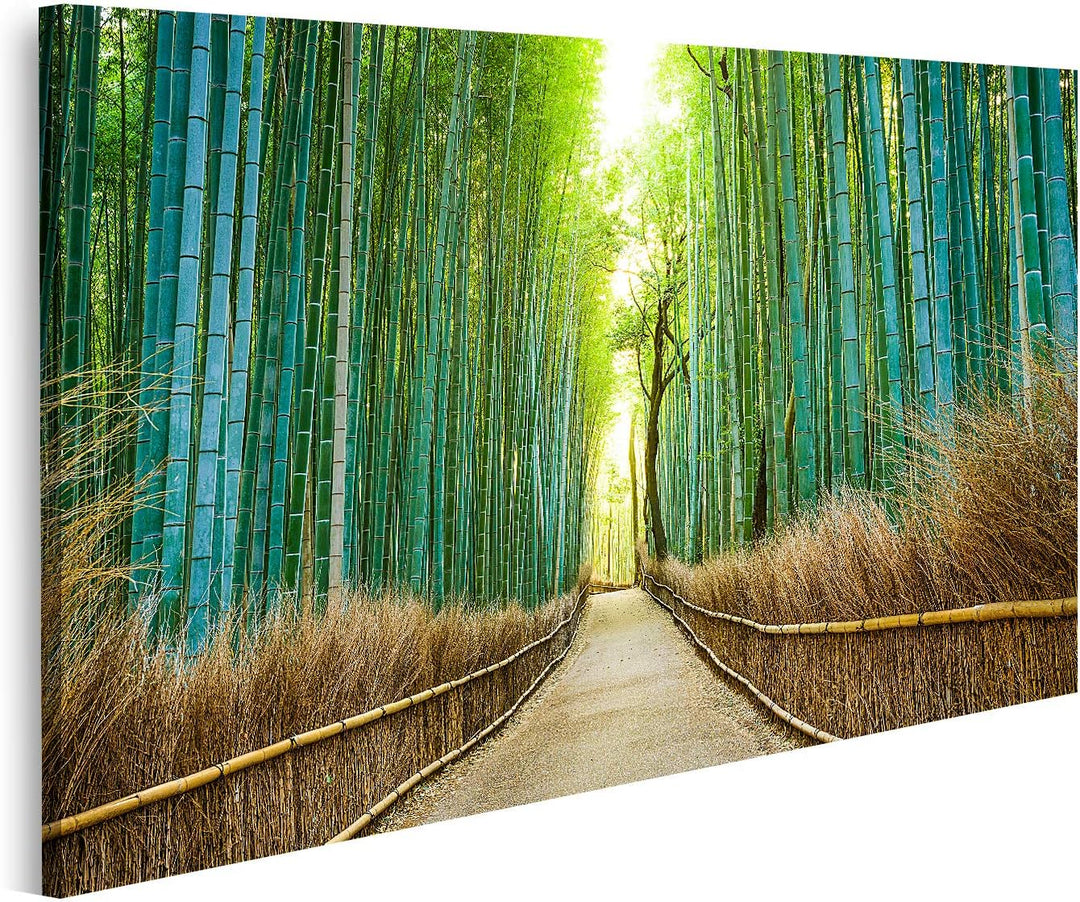 islandburner Bild auf Leinwand Kyoto Japan Bambus Wald Bilder Wandbilder Poster Leinwand 100x57cm, L