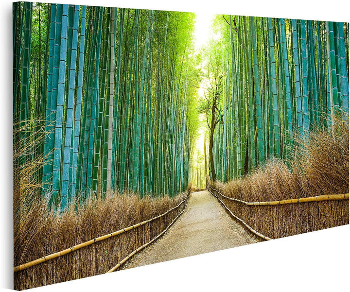 islandburner Bild auf Leinwand Kyoto Japan Bambus Wald Bilder Wandbilder Poster Leinwand 100x57cm, L