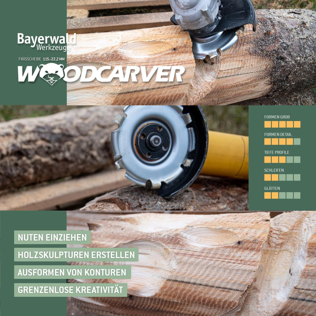 Bayerwald Woodcarver Ø 115 mm - Frässcheibe für Winkelschleifer zur Holzbearbeitung/ideales Werkzeug