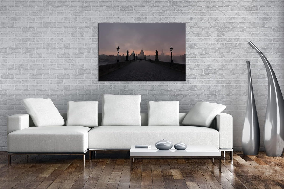 deyoli atemberaubende Brücke in Prag im Format: 80x60 als Leinwandbild, Motiv fertig gerahmt auf Ech