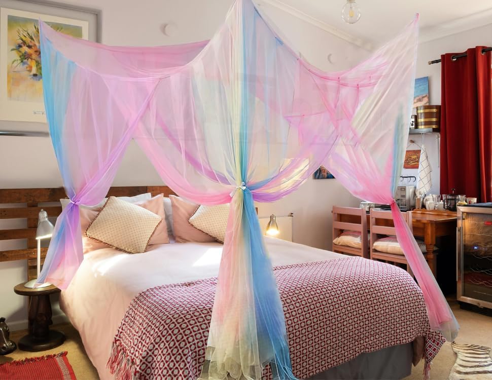 HanYun Moskitonetz Bett, Regenbogen Moskitonetz 250 x 220 x 200 cm Mückennetz Bett Moskitonetz Outdo