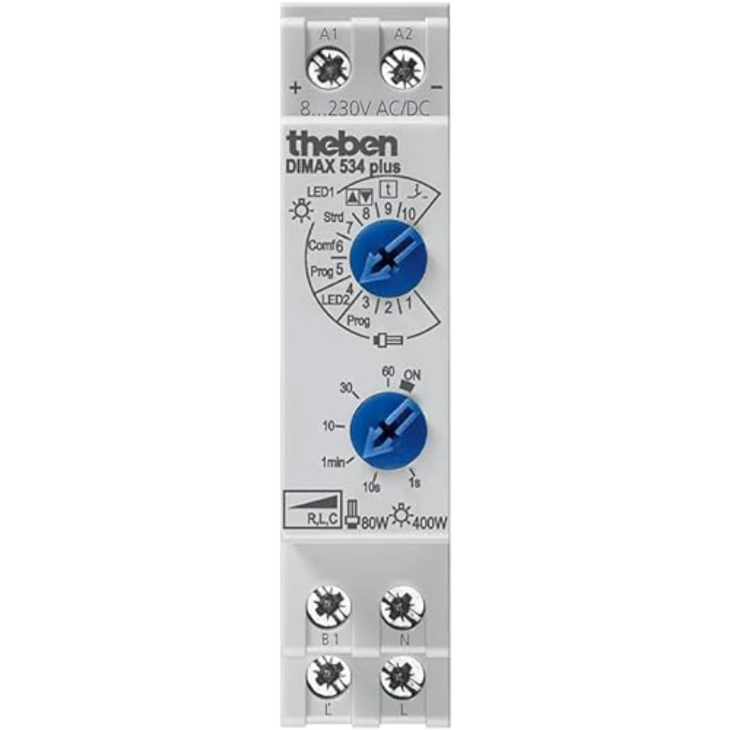 Theben 5340001 DIMAX 534 plus I Universaldimmer I Reihenbau-Dimmer I Automatische Lasterkennung I Di