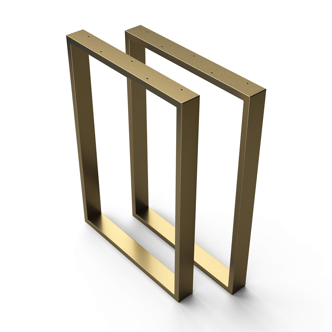 sossai® Stahl Tischkufen (pulverbeschichtet) TKK1 | Farbe: Gold-Messing | 2 Stück | Breite 60 cm x H