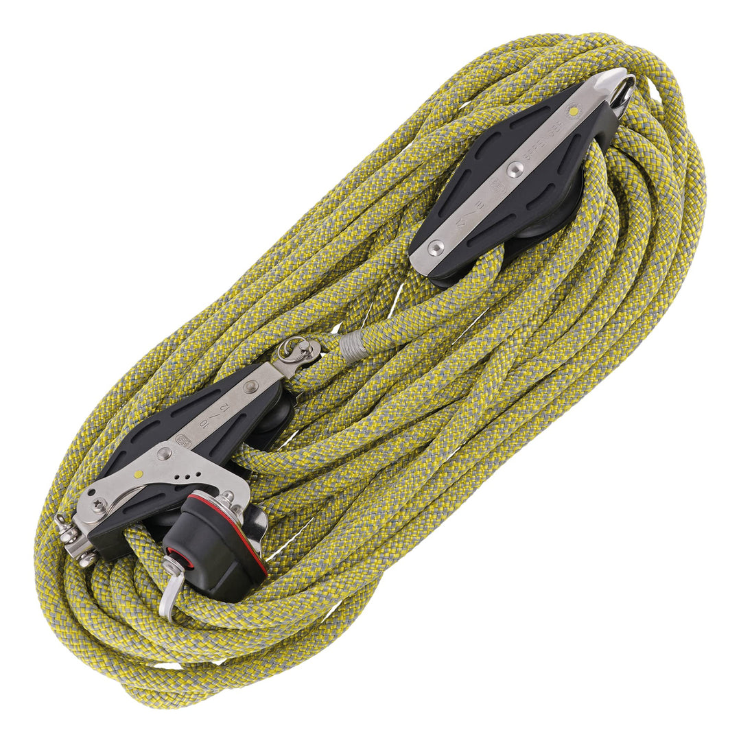 Sprenger Grossschot-Talje 10 mm Seilzug I S-Block Gleitlager, Schotklemme – 15 Meter Schot I UV-best