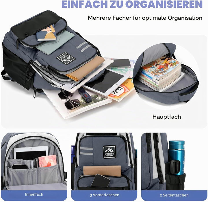 Amythe Schulrucksack Jungen Teenager, Gross Rucksack Schule Gymnasium Oberstufe, Schulranzen Robust