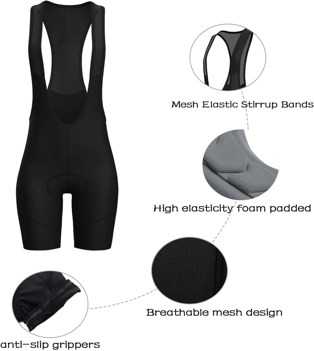 Lo.gas Damen Radhose 3D Gel gepolsterte Trägerhose mit breitem Bund für Radfahren, Spinning, Rennrad