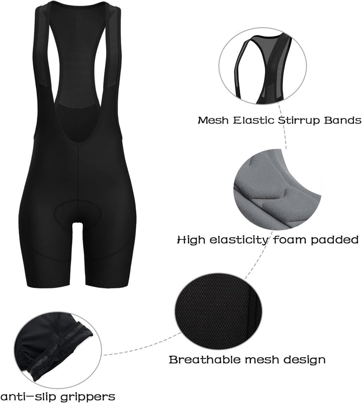 Lo.gas Damen Radhose 3D Gel gepolsterte Trägerhose mit breitem Bund für Radfahren, Spinning, Rennrad