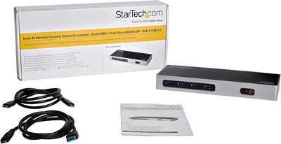 StarTech.com USB-C und USB-A DisplayLink Docking Station - Dockingstation für 2x Monitore 4K 60Hz Di