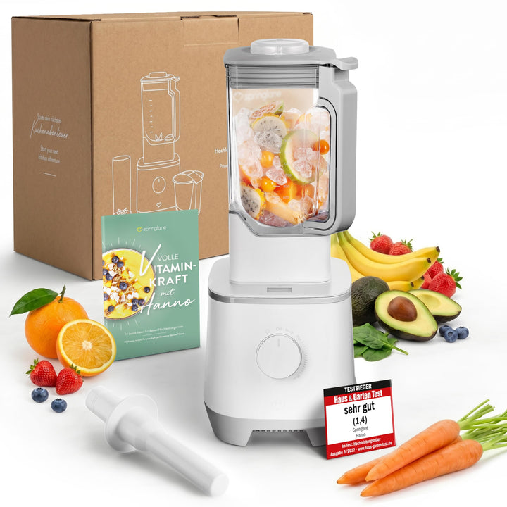 SPRINGLANE Hochleistungsmixer Hanno – Smoothie Maker 2000 W 32000 U/min mit Selbstreinigungsfunktion