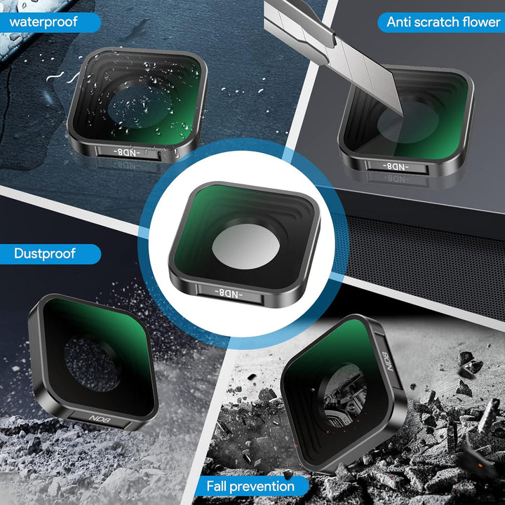 REYGEAK ND Filter Set Kompatibel mit GoPro Hero 12 11 10 9 Black, 6er Pack (CPL/ND8/ND16/ND32/ND64/N