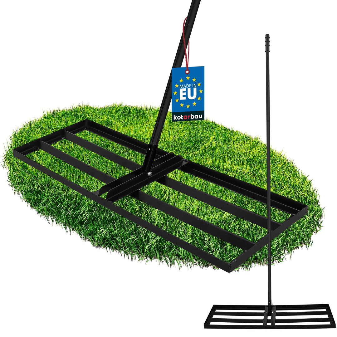 KOTARBAU® Rasenrakel - 90 x 30 cm - Rasen Nivellierrechen - mit Stahlstiel - 175 cm - Gartenwerkzeug