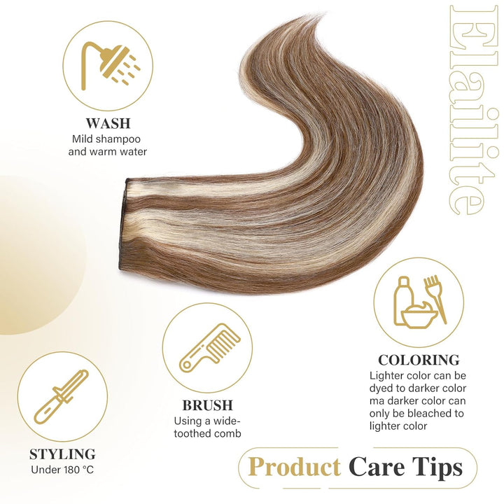 Elailite Clip in Extensions Echthaar Haarteile 100% Remy Haar Haarverlängerung Doppelt 8 Tressen dic