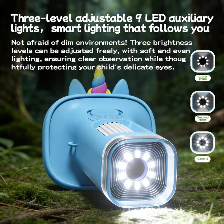 1200X Mikroskop für Kinder: Kinder Mikroskop mit 2,4-Zoll-HD-IPS-Display und 9 LED-Leuchten, Geschen